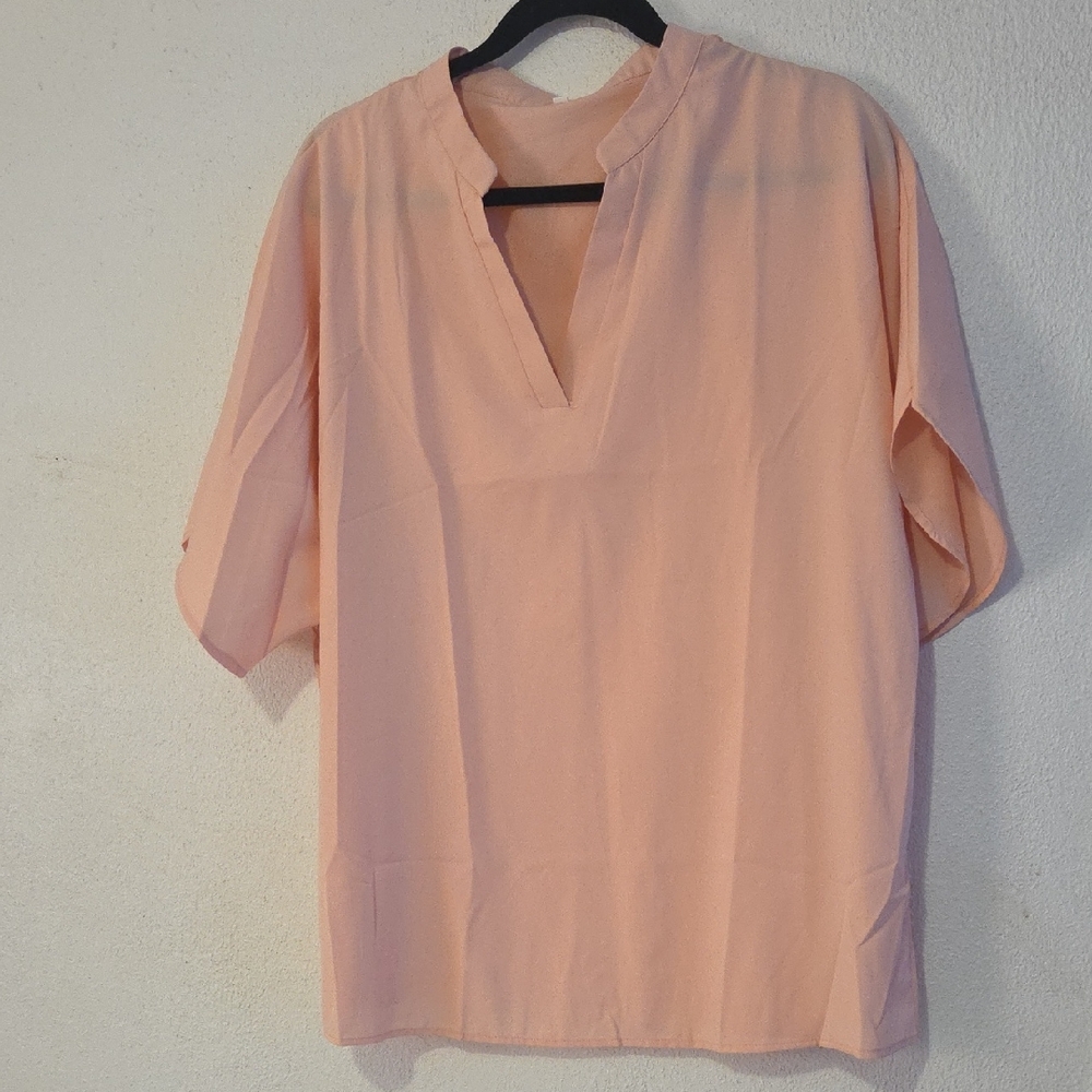NWOT Chic Peach V-Neck Blouse for Women